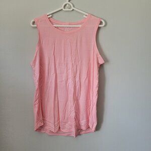 Pink Tank Top Women's Large Member's Mark Relaxed Fit Crew Neck Stretch NWOT